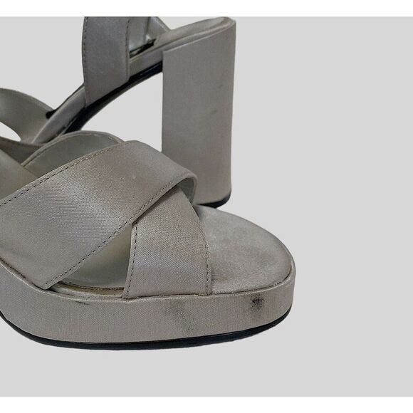Vintage Mudd Y2K silver metallic platform block heel strappy sandal size 6.5 - Picture 5 of 5